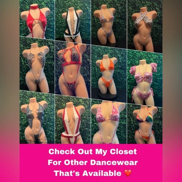 BOGO Orange Exotic Dancewear Stripper Outfit Lingerie Piece - Picture 8 of 10